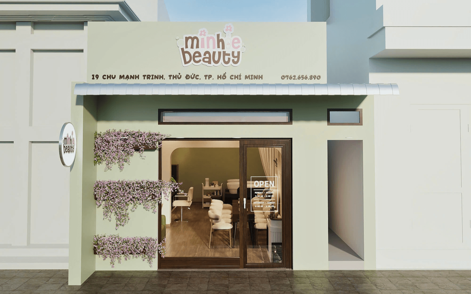 thiết kế nội thất spa, thiết kế tiệm nail